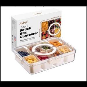 Clear and White Portable Snack Box Container with 8 Compartments Dishwasher Safe